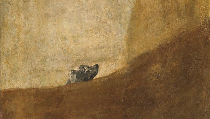 Dog buried in sand goya