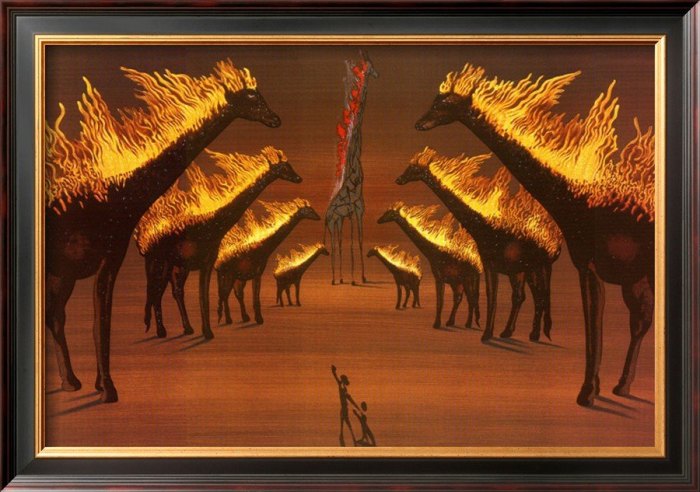 Giraffe on fire salvador dali