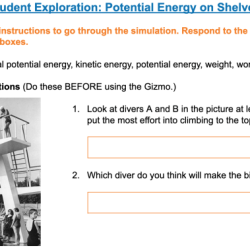 Student exploration potential energy on shelves