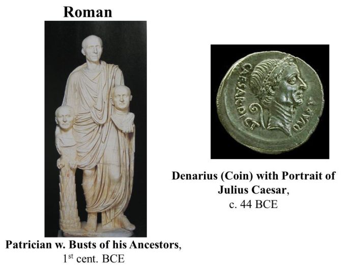 Patrician carrying portrait busts of two ancestors